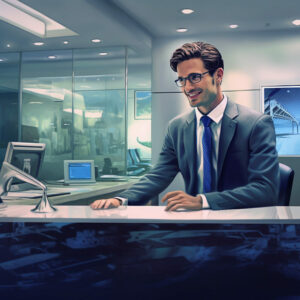 fernando172543 A banker working at the bank counter friendly an 0696eb9d 418a 4013 bea2 0d0eff239595