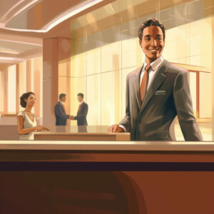 fernando172543 A banker working at the bank counter friendly an 94d06cf6 91d1 44ae 8193 89336136e331