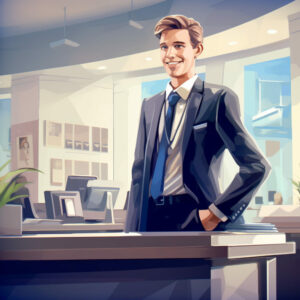fernando172543 A banker working at the bank counter friendly an c922fd93 7114 4318 88f0 cf5271fad762