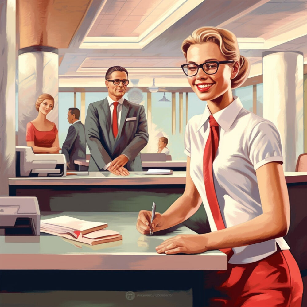 fernando172543 A banker working at the bank counter friendly an dc7fec6a a019 4a93 9d17 2756396bfea5