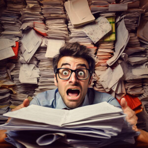 fernando172543 a man typing inside a bunch of invoices crazy fa 2387f885 9579 44cc a39c 0eda1671716e